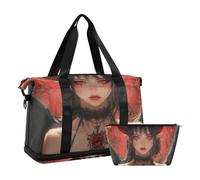 Anime Style Demonic Beauties Carry on Weekender Overnight Bag with Wet Pocket Adjustable Strap Gym Sports Carry for Yoga Large Capacity for men women