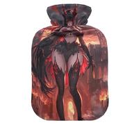 Anime Style Demonic Beauties Dark Castle hot Waterbottle with Soft Cover, 2L Warm Water Bottle for Bed for Hot and Cold Therapies, Hot and Cold Therapies, Bolsa de calor para Dolor Menstrual