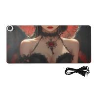Anime Style Demonic Beauties PU Heated Large Mouse Pad 31.5 x 13 in Winter Warmer Computer Pad for Computer Table Gaming,Writing