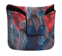 Anime-Style Elf Beauty Red Moon Background Mallet Style Putter Cover Magnetic Golf Putters Headcovers for Most Brand PU Leather Waterproof