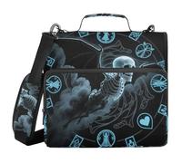 Anime Style Evil Skeleton Tarot Black and Blue 1.5-Inch 3-Rings Binder Zipper with Handle and Removable Shoulder Strap Laege Capacity Portfolio Binder for Office School
