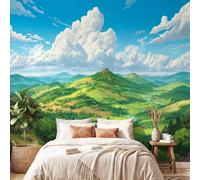 Anime Style Landscape Mural Wallpaper, Forest Cloud Wall Murals for Children Nursery Bedrooms Living Room Wall Mural Art Decor 450 x 315 cm(W x H) Wall Decoration Paper