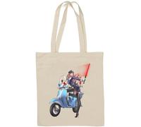 Anime Style Police Woman Pin Up Babe Natural Cotton Tote Bag White