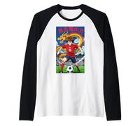 Anime Style Soccer Football Forward Hero Power Golden Dragon Raglan Baseball Tee
