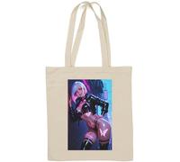Anime Style Vaporwave Futuristic Science Fiction Pin Up Girl Natural Cotton Tote Bag White