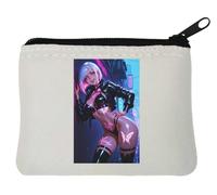 Anime Style Vaporwave Futuristic Science Fiction Pin Up Girl Neoprene Coin Purse Pouch 10x11cm White