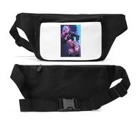 Anime Style Vaporwave Futuristic Science Fiction Pin Up Girl Unisex Waist Bag Black