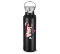 Anime Styled Samurai Maid Pin Up Girl Black Stainless Steel Water Bottle Vacuum Insulated Double Wall Travel Bottle Black