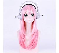 Anime Super Sonico Supersonico Cosplay Wig 60cm Long Pink Synthesis Hair Halloween Party Cosplay Costume Wigs+Wig Cap only wig