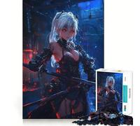 Anime Swordswoman 1000 Piece Jigsaw Puzzle for Adults Creative Craft Bright Detail Home Game Evening Game (38x26cm)