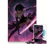 Anime Swordswoman Jigsaw 1000 Pieces for Teenagers Brain Skill Bright Hue Pattern Assemble Xmas Surprise (38x52cm)