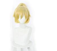 Anime Tenkuu Shinpan High-Rise Invasion Mayuko Nise Cosplay Wig Short Blonde Ponytail Heat Resistant Synthetic Hair for Women