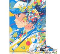 Anime Tennis Girl Puzzle for Adults 1000 Pieces Wood Puzzles Jigsaw Puzzles for Adults Educational Game Challenge Toy 1000pcs (75x50cm)
