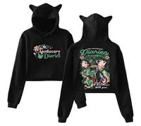 Anime The Apothecary Diaries Maomao Hoodie Kawaii Fashion Cat Ears Hooded Sweatshirt Women's long sleeved crop top pullover (UK, Alpha, S, Regular, Regular, Black)