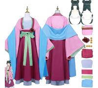 Anime The Apothecary Diaries Maomao New Skin Cosplay Costume Outfit Role Play Uniform Complete Set Halloween Dress Up Suit with Wig Hairpin for Women Girls (Pink, M)