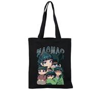 Anime The Apothecary Diaries Print Canvas Bag Fashion Casual Reusable Shopping Tote Shoulder Handbag for Women Men, Lightweight Carry-All Purse with Handle, 38x34cm-Black2