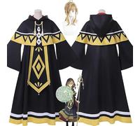 Anime The Secret of Silent Witch Moncia Everett New Skin Cosplay Costume Outfit Role Play Uniform Complete Set Halloween Party Dress Up Suit with Wig for Women (Black, XS)