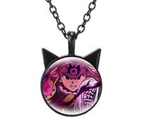 Anime The Seven Deadly Sins Necklace Figures Meliodas Elizabeth Hawk Ban Glass Cabochon Cat Ears Pendant Necklaces Otaku Jewelry