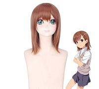 Anime Toaru Kagaku no Railgun Misaka Mikoto Brown Short Straight Wig Cosplay Heat Resistant Synthetic Hair Wig+ Free wig cap