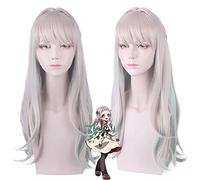 Anime Toilet-Bound Hanako-Kun Cosplay Wigs 80Cm Gray Mixed Cyan Wavy Synthetic Hair Jibaku Shounen Hanako Kun Nene Yashiro Wig Hanako Kun Wig Pl-201
