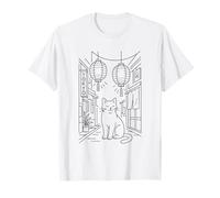 Anime Tokyo Cat Japan Street Lantern Japanese Travel Art T-Shirt