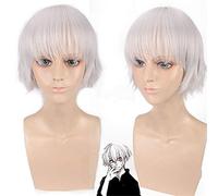 Anime Tokyo Ghoul Kaneki Ken Short Silver White Heat Resistant Hair Cosplay Costume Wig + Free Wig Cap PL-664