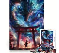 Anime Torii Gate Dragon for Adults 1000 Piece Puzzle Cognitive Train Clean Connection Pattern Build Room Art (38x26cm)