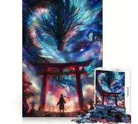 Anime Torii Gate Dragon Jigsaw Puzzles for Adults 1000 Pieces Restful Game Accurate Cut Family Bond Fine Art (50x75cm)