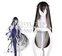 Anime Touken Ranbu Online Juuzumaru Tsunetsugu Cosplay Wig Black Gray White Gradient 130cm Straight Synthetic Hair Costume Wigs KUZZ9568