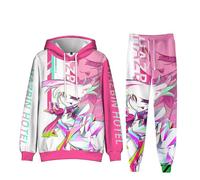Anime Tracksuit Hazbin Hotel Pullover and Pants Set Alastor/Angel Mens Full Set Jogger Gym Hoodies Sweatshirt 2 Piece for Teens Men Women
