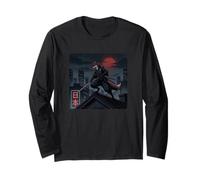 Anime Ukiyo-e Japanese Vintage Warrior Samurai Kitsune Fox Long Sleeve T-Shirt