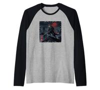 Anime Ukiyo-e Japanese Vintage Warrior Samurai Kitsune Fox Raglan Baseball Tee