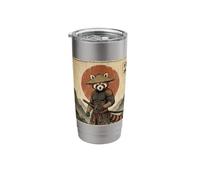 Anime Ukiyo-e Japanese Vintage Warrior Samurai Red Panda Stainless Steel Insulated Tumbler