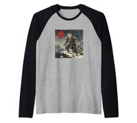 Anime Ukiyo-e Japanese Vintage Warrior Samurai Snow Leopard Raglan Baseball Tee