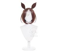 Anime Uma Musume Pretty Derby Cosplay Special Week Wig with Ear Party Heat Resistant Hair 35cm Length for Women Girl