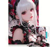 Anime Vampire Girl with Red Eyes 1000 Piece Jigsaw Puzzles for Adults Jigsaw Sharp Brain Good Thick Family Pastime Classic Xmas Gift (50x75cm)