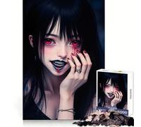 Anime Vampire Girl with Red Eyes Puzzles for Adults 1000 Piece Mental Skill Sharp Cut Enjoyable Challenge Xmas Present (50x75cm)