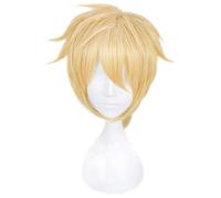 Anime Vocaloid Kagamine Rin Kagamine Len Cosplay Costume Wig Short Blonde Yellow Synthetic Hair Halloween Carnival Wigs MZ-001 Kagamine Len