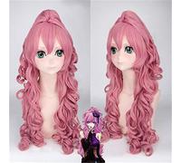 Anime Vocaloid Ruka Cosplay Costume Wig Pink Long Curly Synthetic Hair Halloween Party Woman Wigs With Claw Ponytail