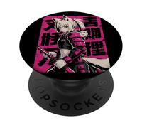 Anime Warrior Girl With Wolf Ears Bold Japanese Text Manga PopSockets Adhesive PopGrip