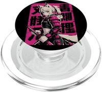 Anime Warrior Girl With Wolf Ears Bold Japanese Text Manga PopSockets PopGrip for MagSafe