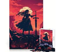 Anime Warrior Silhouette Jigsaw Puzzles 1000 Pieces Logic Game Anxiety Relief Pattern Assemble Art Display (50x75cm)