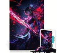 Anime Warrior with Flaming Sword 1000 Pieces Jigsaws Adults Puzzles Gifts Brain Exercise Color Fast Pattern Build (38x52cm)