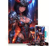 Anime Warrior Woman with Horned Helmet Jigsaw Puzzles 1000 Piece for Teenagers Skill Play Accurate Cut Home Fun (38x26cm)