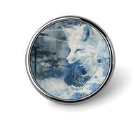 Anime White Fox Cute Baby Hedgehog Lapel Pin Round Brooch for Men & Women Alloy Suit Accessories, 1" Lightweight Tie Pin