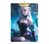 Anime White Hair Fox Sign in clipboard Acrylic Cute for Teacher Nursing Size 9 x 12 Gold