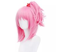 Anime Wig Amu Hinamori Short Ponytail Pink Halloween Costume Cosplay Wig,For Christmas Carnival Party