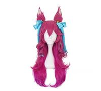 Anime Wig LOL Cosplay Spirit Blossom Ahri Wig,With Ears Red Long Wavy Wig,Costume Halloween Wig,For Halloween,Costume Party,Anime Show,Cosplay Event,Concerts(Color:Blue) Cosplay Anime Wig Coser (Colo