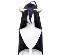 Anime Wig Overlord Cosplay Albedo Wig,Long Straight Wig,Costume Halloween Wig,For Halloween,Costume Party,Anime Show,Cosplay Event,Concerts(Color:HornBlack) Cosplay Anime Wig Coser ( Color : HoornPaar