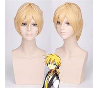 Anime Wigs Vocaloid Kagamine Len Cosplay Wig Short Straight Blond Synthetic Hair With Ponytail Costume Wig Peruca